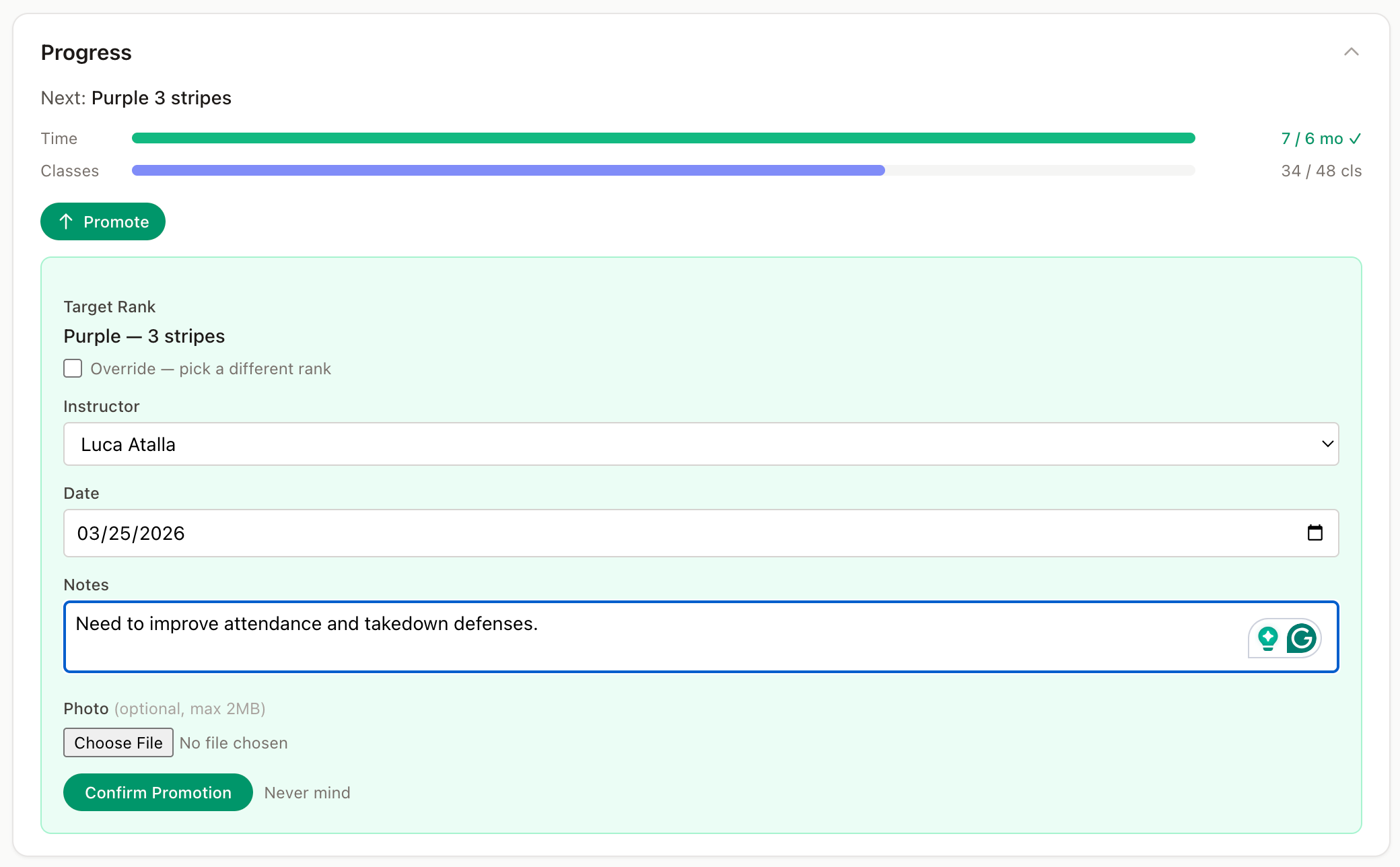 Kiso belt promotion eligibility tracker